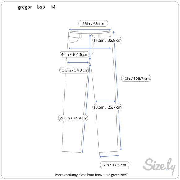 Pants corduroy pleat front brown red green NWT - Picture 2 of 9